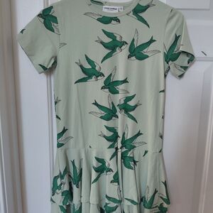 Mini Rodini Mint Green Bird Pattern Dress